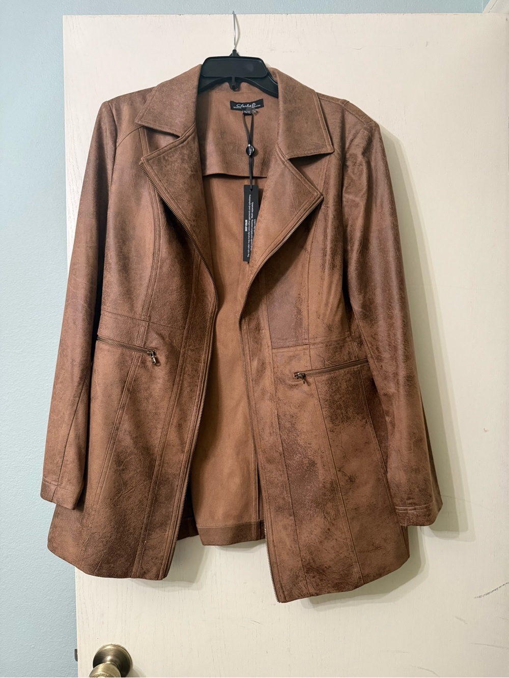 Charlie B Classic Brown Suede-Look Women's Jacket size XL